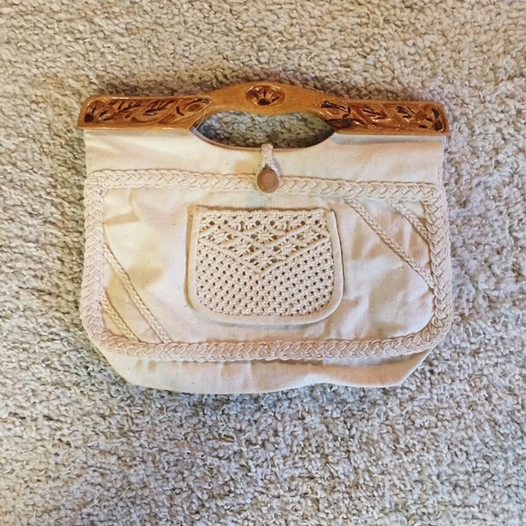 Vintage Handbags - Macrame Canvas Clutch
